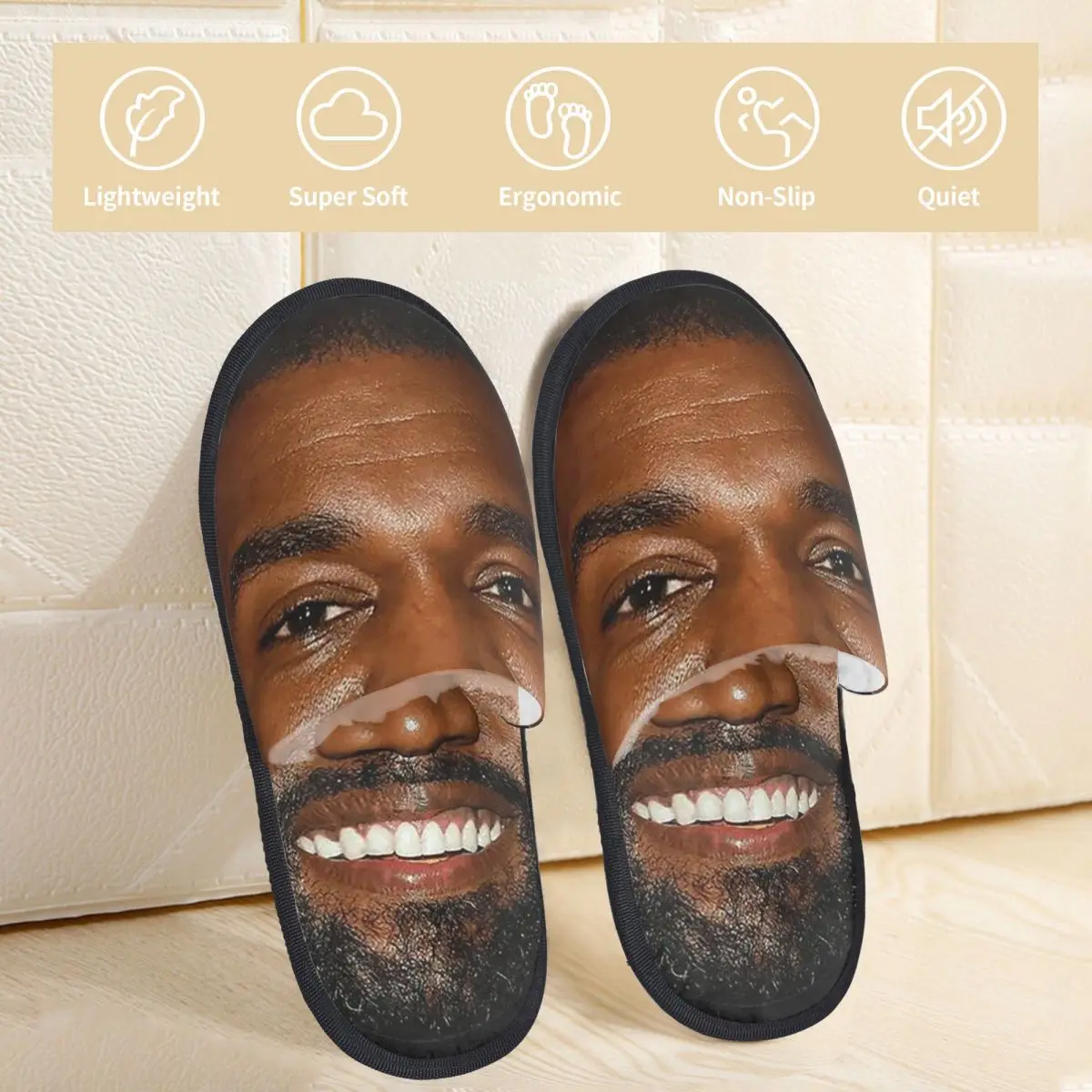 Зимние хлопковые плюшевые тапочки Kanye west smile домашние меховые для гостиной