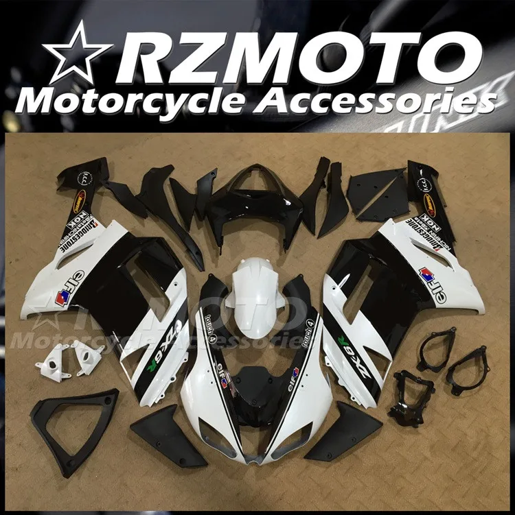 

Стильные новые комплекты обтекателей из АБС-пластика, подходят для Kawasaki Ninja ZX-6R ZX6R 636 2007 2008 07 08, комплект обтекателей черного и белого цвета