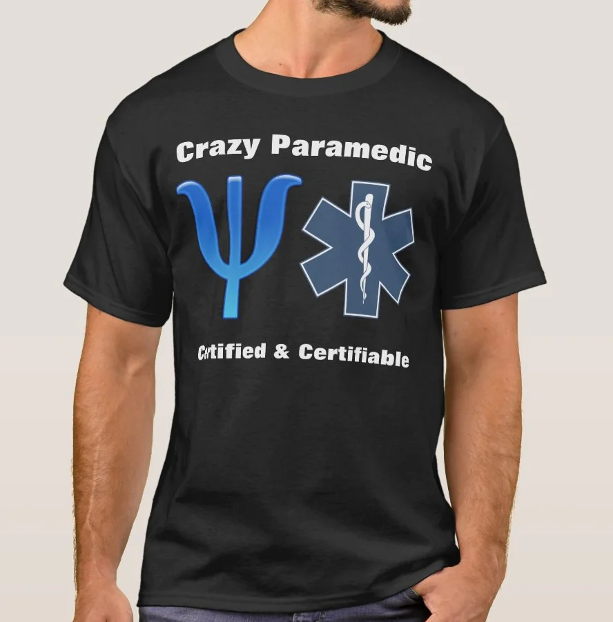 

Psychology Letter Psi and Star of Life. Crazy Paramedic T Shirt. High Quality Cotton, Breathable Top, Loose Casual T-shirt S-3XL