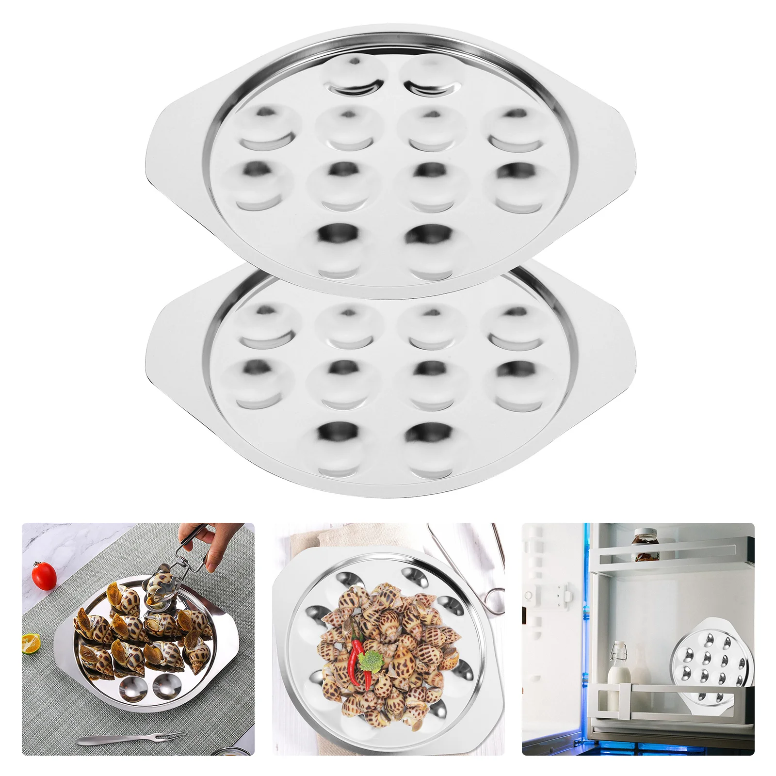

Kitchen Gadget Serving Plate 12 Compartments Dish Conch Baking Tray Escargot Holes Holder