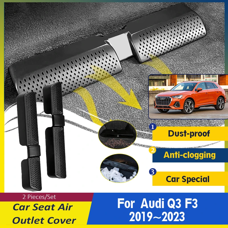 

Чехлы для автомобильных воздуховыпускных отверстий для Audi Q3 F3 2019 2020 2021 2022 под сиденье кондиционера, молдинги, пленочные полосы, автомобильные аксессуары