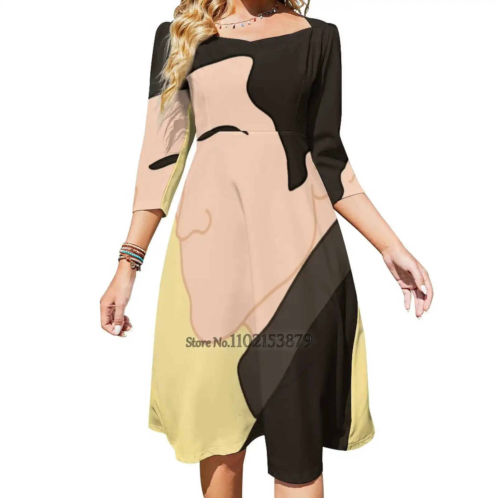 

Женское платье с открытой спиной, квадратным вырезом и поясом