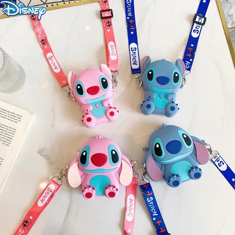

Disney Stitch Child Shoulder Bag Silicone Coin Purse Waterproof Messenger Bags Girl Kindergarten Primary Schoolbag Kids Gifts