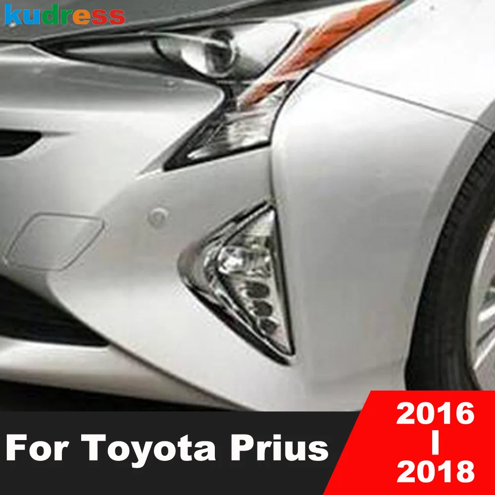 

For Toyota Prius 2016 2017 2018 ABS Chrome Front Foglight Eyelid Cover Trim Fog Light Lamp Eyebrow Molding Strip Car Accessories