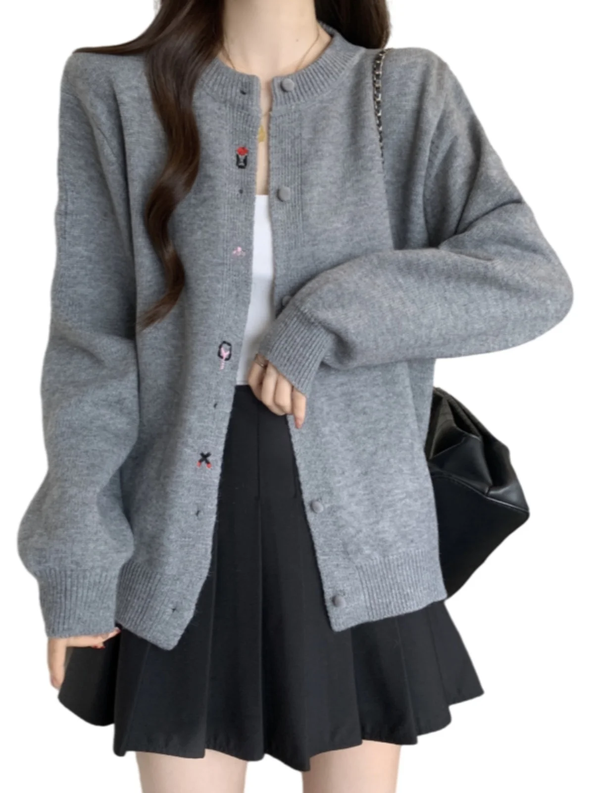 Вязаный кардиган верхняя одежда для женщин ранняя осень новинка 2024 большие