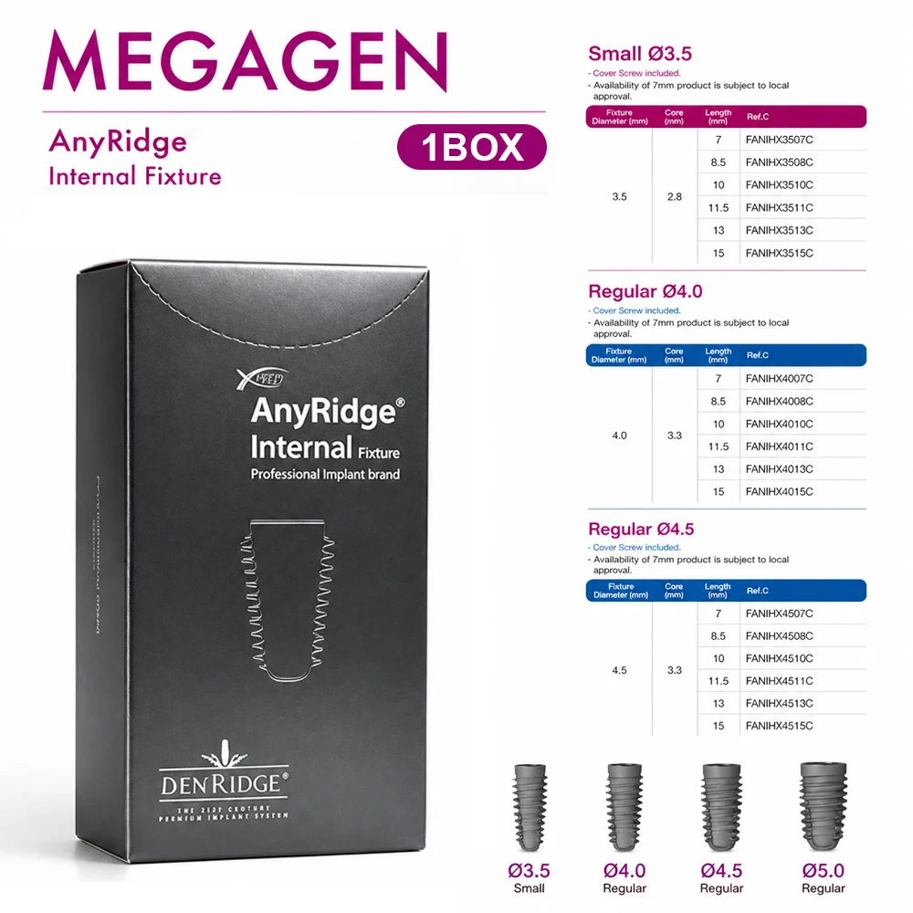 Фото Винт-абатмент Hex Titanium MegaGen, совместимый с AnyRidge, с внутренним конусом Hex XPEED, для имплантатов, протезирования и реставрации в лаборатории №1