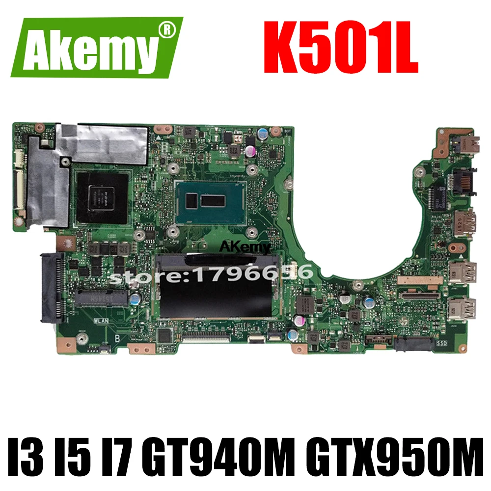 K501LX Laptop Motherboard for ASUS A501L V505L K501LX K501LB K501L K501 Original Mainboard GT940M GTX950M I3 I5 I7 CPU 4GB RAM