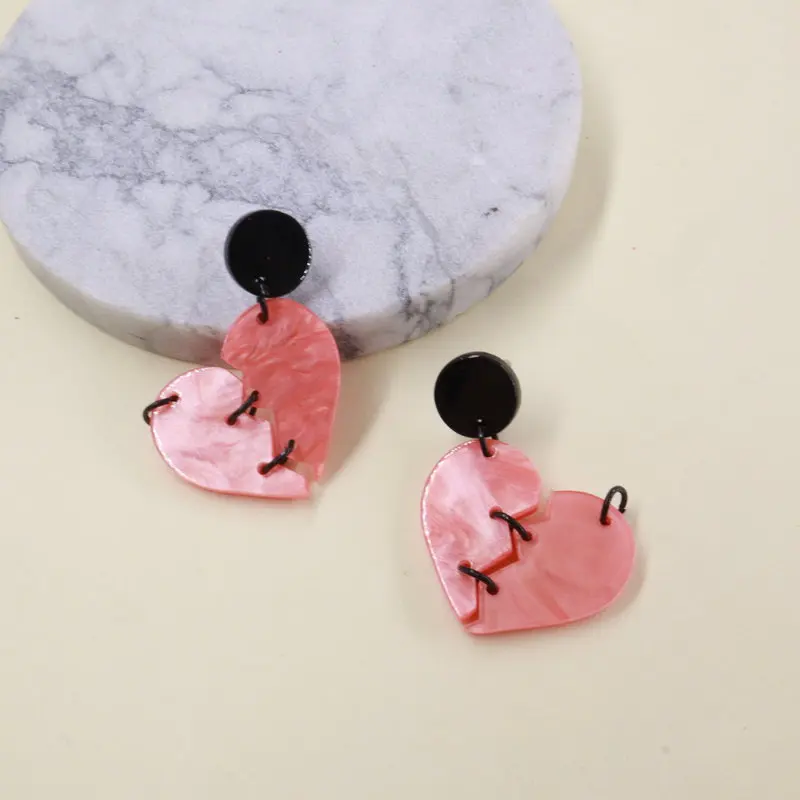 

New Sewing Love Acrylic Earrings Personality Fashion Gothic Earrings Novelty Jewelry Suitable for Women Gifts for Her
