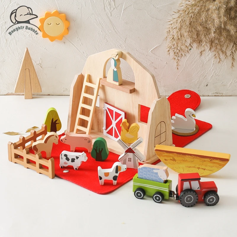 

1Set Of Farm Simulated Wooden Children's Toys Montessori Game Educational Toy Baby Room Decoration Desktop Furnishings Baby Gift