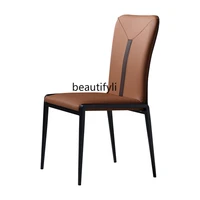 yj modern minimalist nordic restaurant coffee shop light luxury leather chair iron soft bag armchair