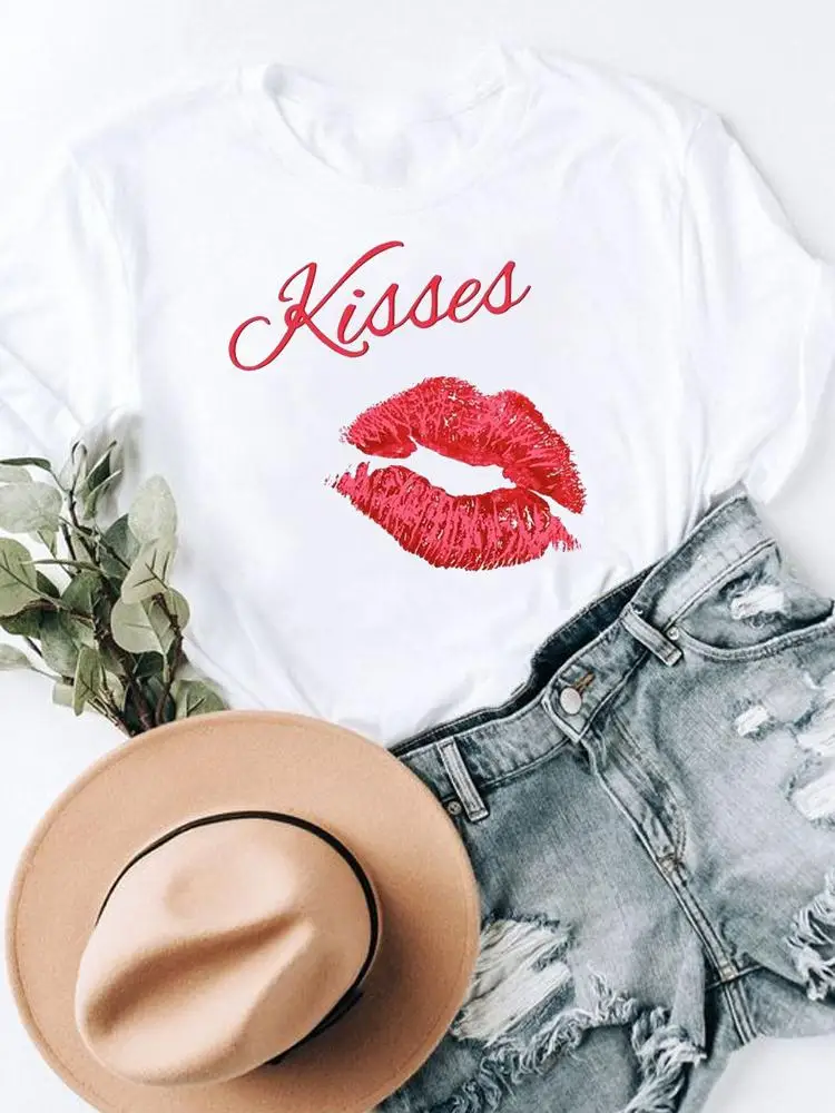 

Print Summer Letter Lip Lovely Cute 90s Graphic Tee Fashion Short Sleeve Clothes Women Clothing T Female Casual T-shirts