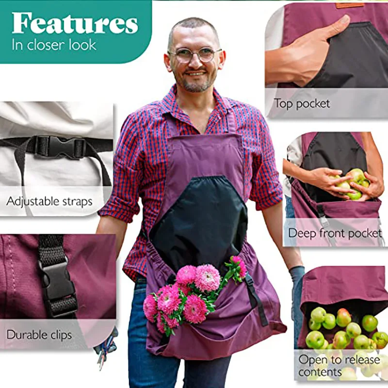 

Фартук для сбора сада, большая карманная холщовая садовая сумка для хранения фруктов, универсальный рюкзак для овощей