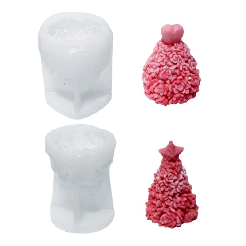 

Unique Heart Star Candle Mold Cute 3D Xmas Tree Resin Moulds Christmas Decor Fast Reach