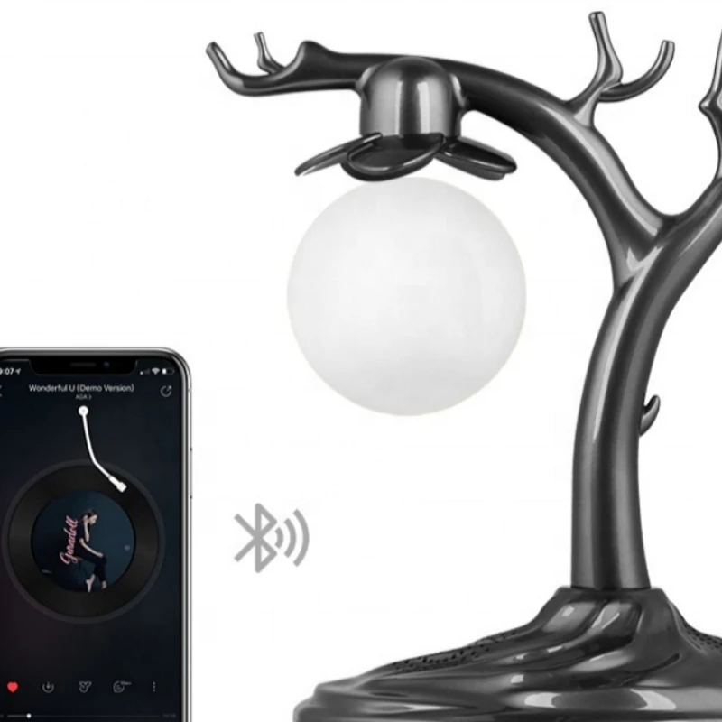 

new design magnetic levitation sound moon ancient tree suspended speaker floating 3 D printing moon holiday gift