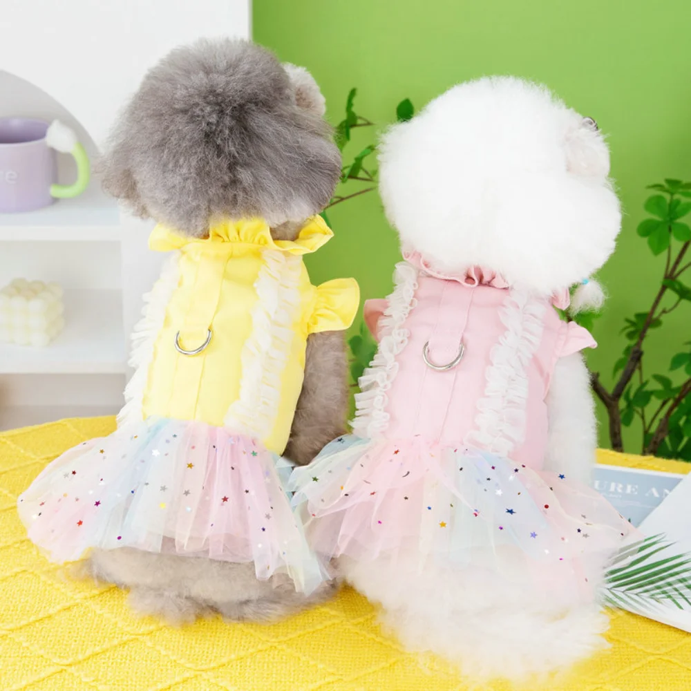 Pet Clothes Spring Summer Sweet Princess Dress Cat Fashion Harness Small Dog Cute Lace Skirt Puppy Vest Chihuahua Poodle Maltese