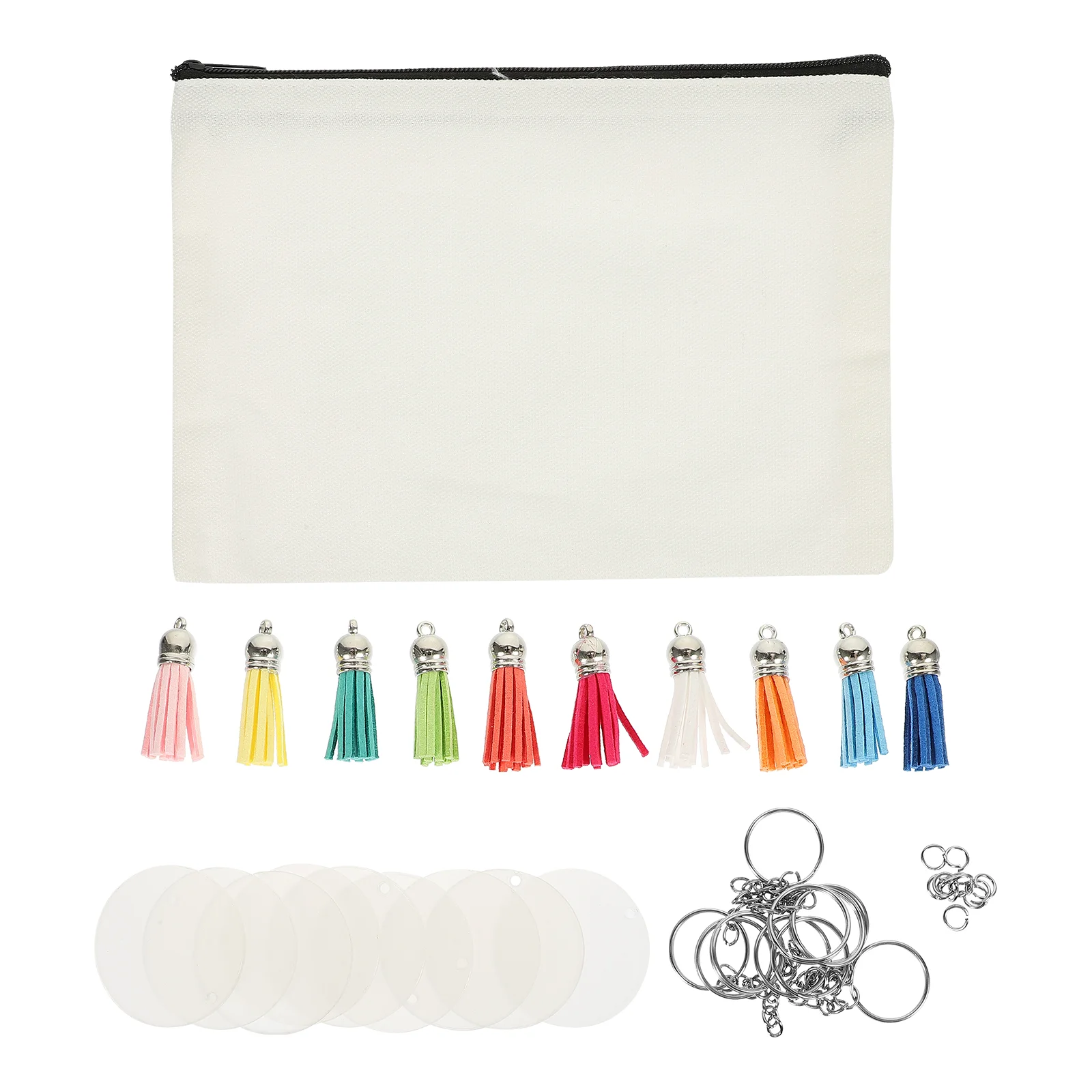 

Холщовый пенал, брелок, ручка, кольца, акриловая молния, набор для макияжа из винила, цепочка для Хранения Туалетных принадлежностей, сублим...