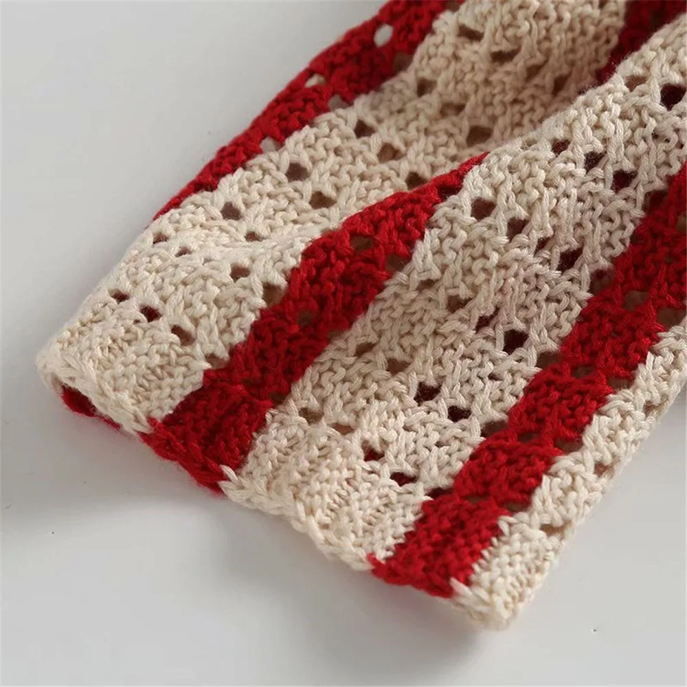 Женский полосатый кардиган DiYiG повседневный вязаный с отложным воротником и