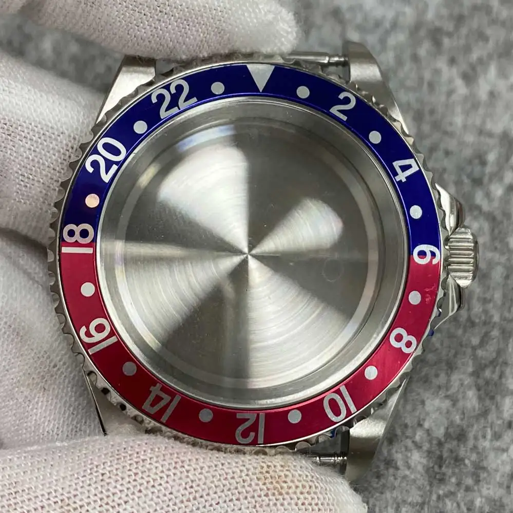 40mm Watch Case Small Pig Mouth NH35 Watch Case Aluminum Ring Flat Sapphire Glass Is Suitable for NH35/36/4R36/7S Movement