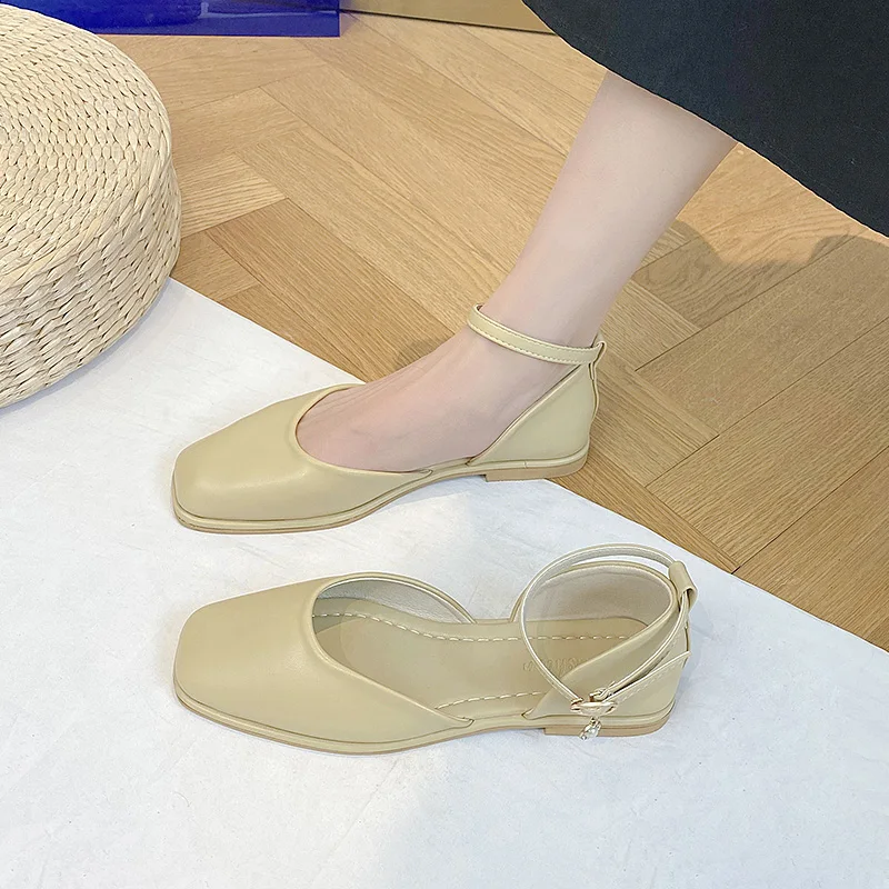 

Beige Heeled Sandals 2022 Summer Low-Heeled Shoes With Strap Black Low-heeled New Flat Girls Clear Comfort Fashion Rubber Solid