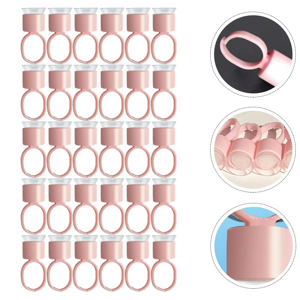 

100Pcs Eyelash Extension Rings Nail Ring Glue Ring Makeup Ring Cups Pigment Cup