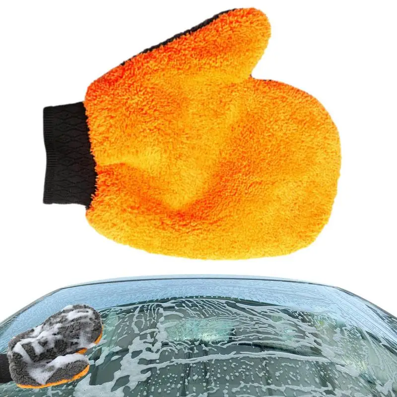 

Car Wash Gloves Super Thick Gloves For Car Wash And Drying Reusable Wash Mitt Strong Water Absorption Double-Sided Drying Mitt