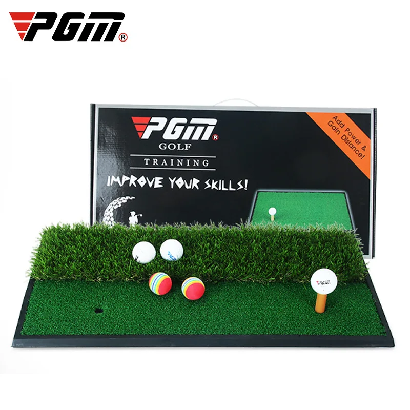 PGM Mini Golf Swing Green Mat Double Grass 33*63cm Indoor Outdoor Golf Training Hitting Mat with Golf Tee Putting Practice Aids