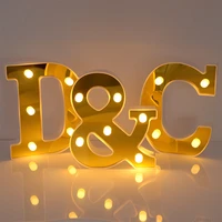1pc gold white letter alphabet letter led lights luminous lamp decoration battery night light party baby bedroom decoration
