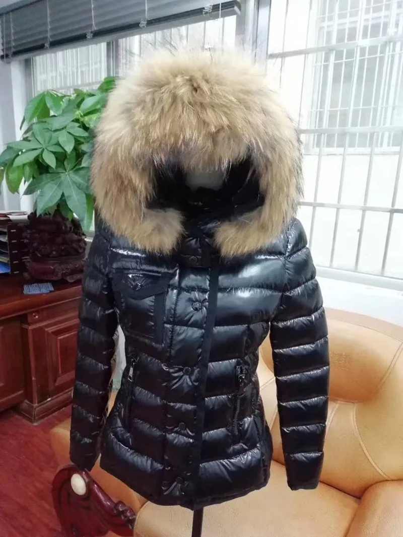 

Women's Winter Puffer Jacket Hooded Slim Big Real Fur Short Down Coat Female Warm Clothes Snow Suit Casacos De Inverno Feminino