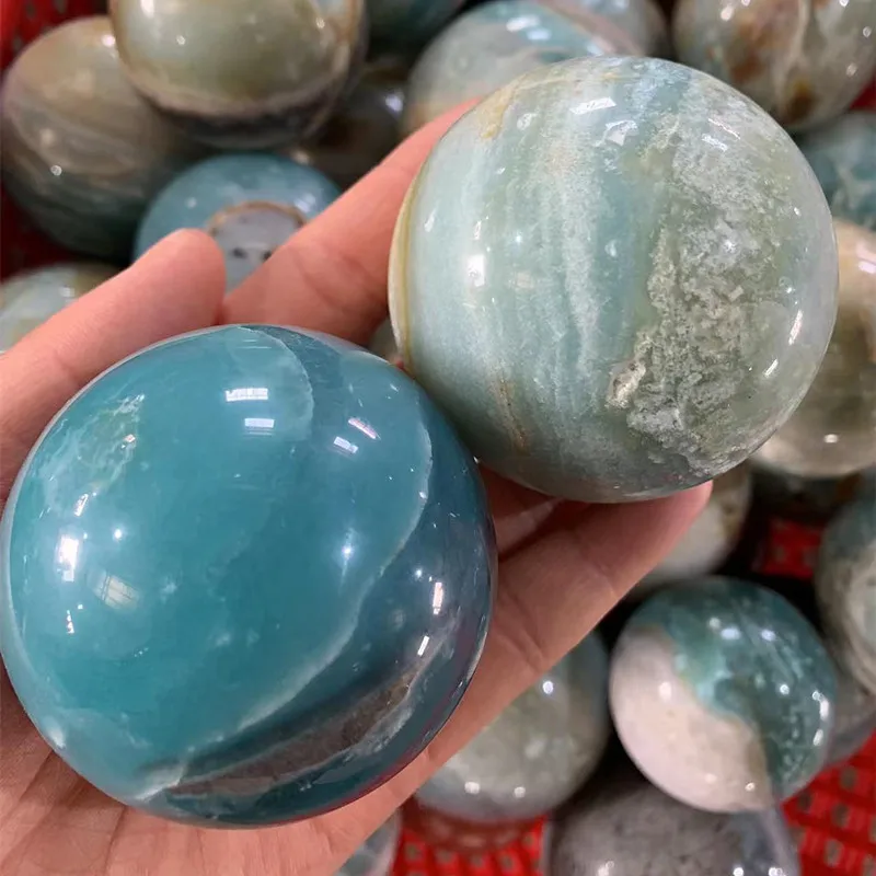 Природный синий кальцит Сфера Небесно-Голубой Карибский хрустальный шар для