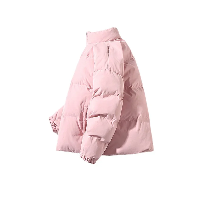 Winter Jacket Men's Casual Simple Loose Version Solid Color Stand Collar Thickened Cotton Jacket Boys Ins Winter Coats