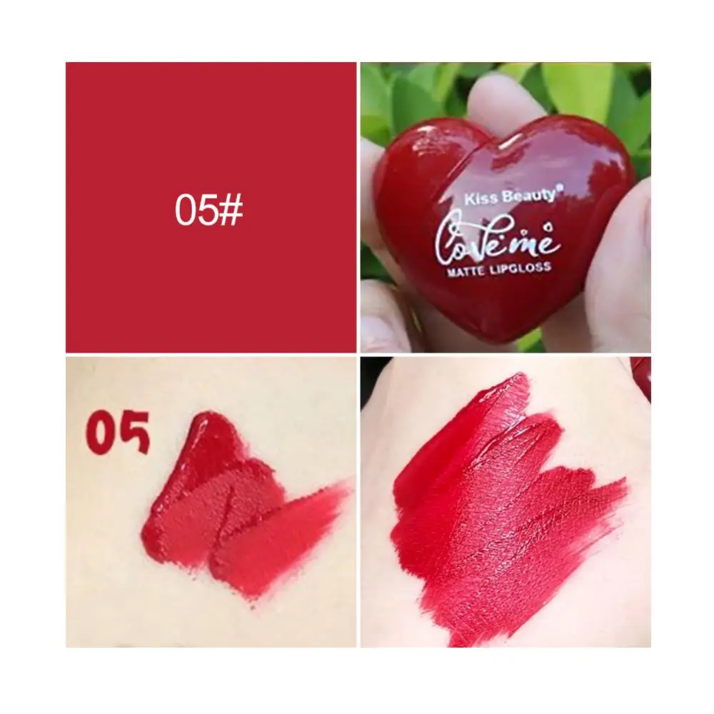 Матовый блеск для губ KISS BEAUTY глазурь в форме сердца водостойкая стойкая