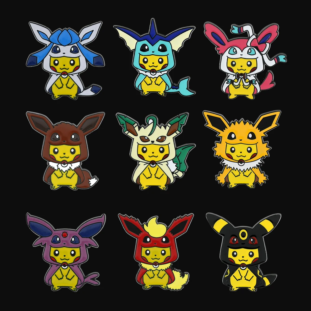 

Cartoon Anime Pokémon Collection Metal Enamel Brooches Kawaii Pikachu Eevee Lapel Pin for Children Backpack Accessories Toy Gift