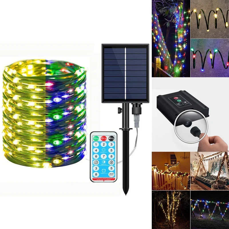 

HOT Solar Rope Lights Outdoor Waterproof Solar Fairy Light With 8 Modes Remote Control,String Light For Patio Yard