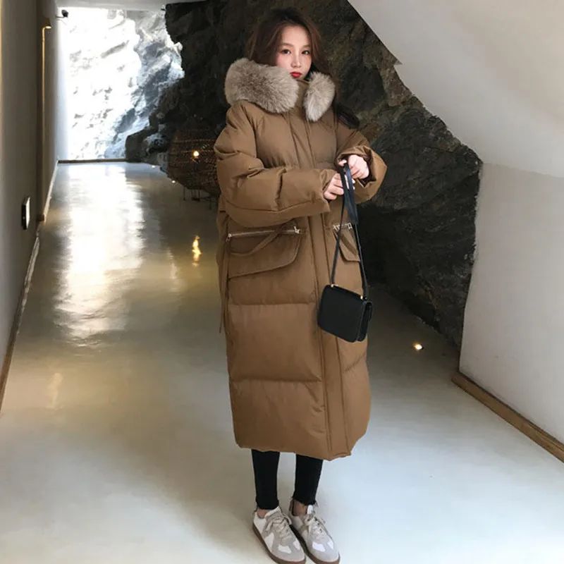 Autumn Winter Women Solid Loose Padded Thick Jackets Long Jacket Parkas Casual Hooded Long Sleeve Warm Down Cotton Coats Female
