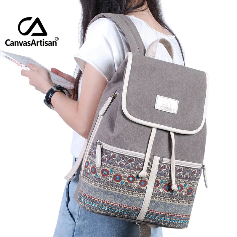 New 2022 High Quality Women's Canvas Vintage Backpack Ethnic Backpack Boho Backpack School Bag