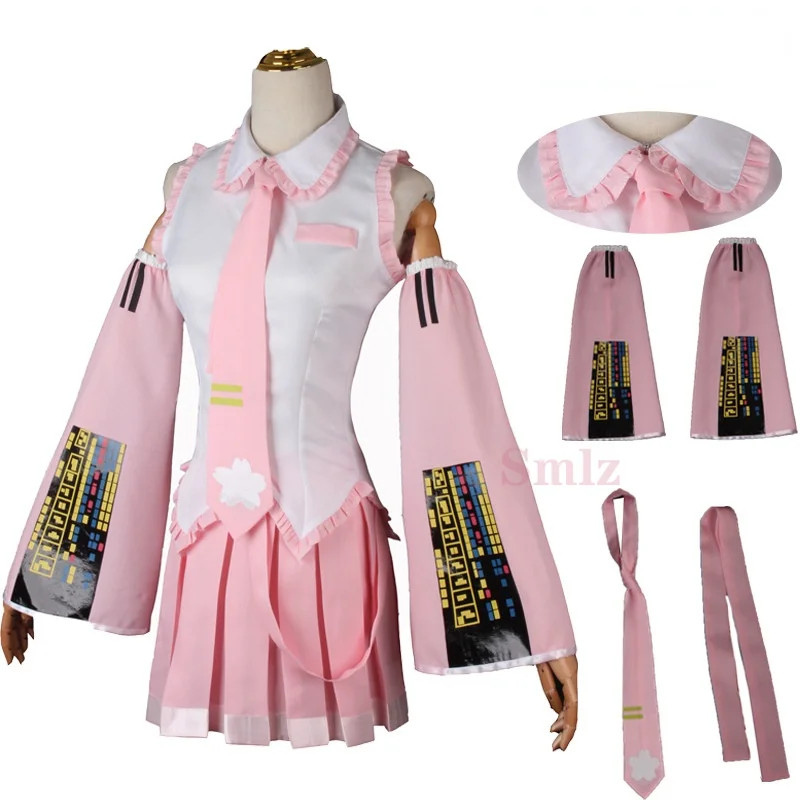 

Anime new Vocaloid Miku Cosplay Costumes Japan Midi Dress Beginner Future Miku Cosplay Female Halloween Carnival Party Pink Wig