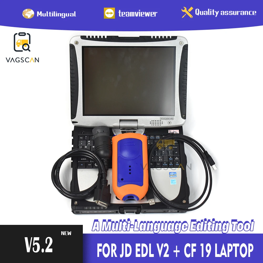 

V5.2 JD Agricultural tractor JD EDL V2 Diagnostic kit + CF 19 Laptop Construction Equipment truck Diagnostic tool