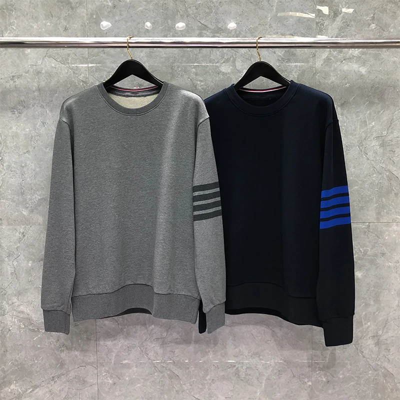 

TB THOM Spring Autumn Sweatershirt Luxury Classic Striped Hooded Sweatshirts Men And Women With The Same Loose Hoodies Tops