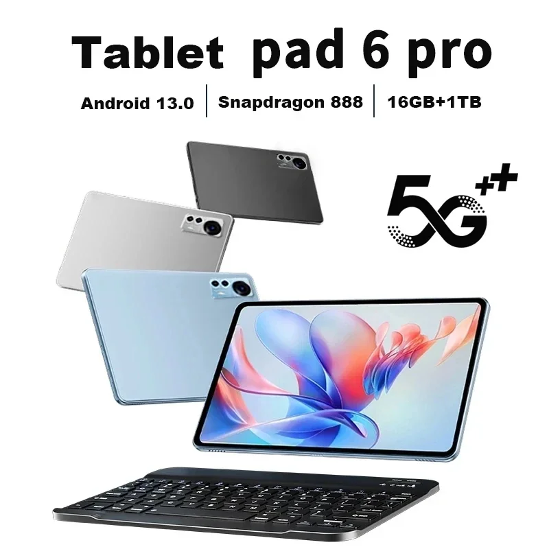 Фото Оригинальный планшетный ПК Pad 6 Pro 2023 Android, 11 дюймов, Snapdragon 888, 12 Гб, 512 ГБ, 120 Гц, экран 10000 мАч, планшет android 13 №1