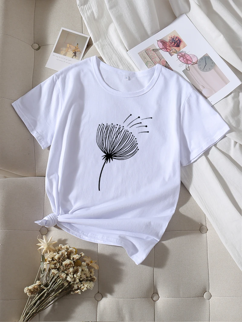 

Dandelion Women Tops Aesthetic Blouses Woman T-shirts for Girls Vintage Top Sexy Yaoi Plus Size Blouse Short Sleeve Pieces of