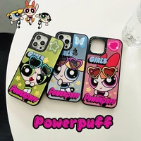 cute cartoon powerpuff girls phone case for iphone 11 12 13 pro max x xs xr 7 8 plus se 2020 shockproof cover