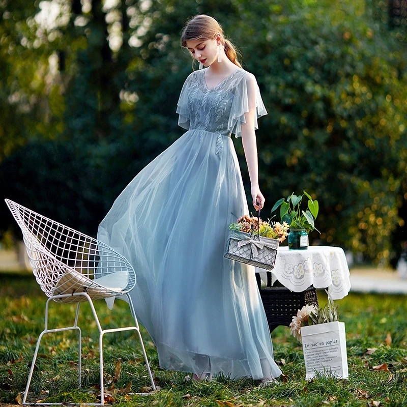 

Mandylandy Bridesmaid Maxi Dress Women Short Sleeve Solid Color Maxi Dress Wedding Bridesmaid Dress Graduation Evening Dress