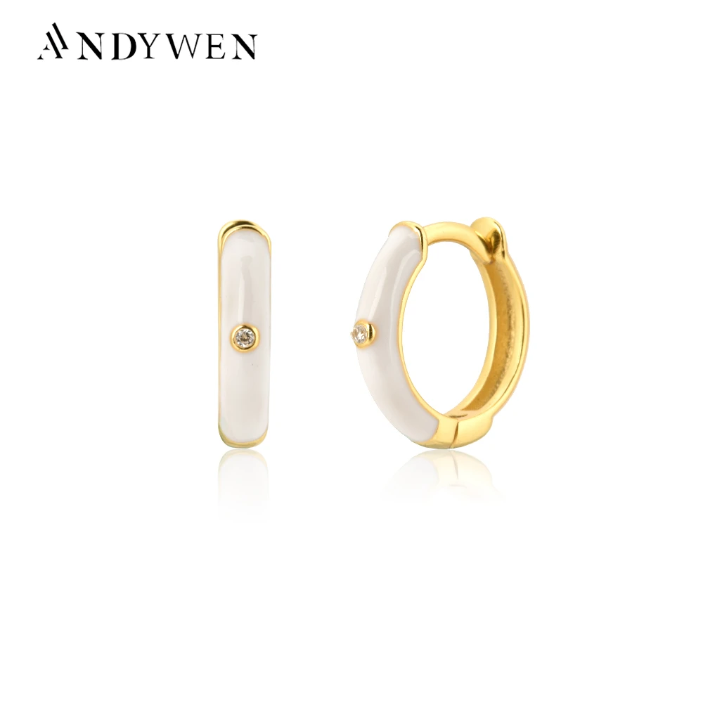 

Женские Эмалированные кольца ANDYWEN, кольца из стерлингового серебра 925 пробы, белые бирюзовые кольца 8,5 мм, модные ювелирные украшения для пир...