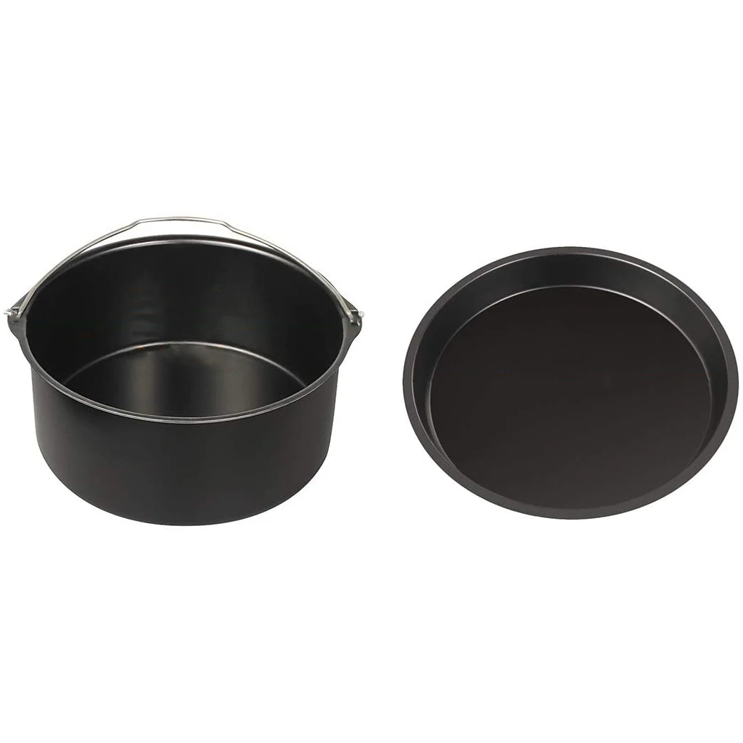 

7-Inch Airfryer Accessories, 2 Pack Non-Stick Bakeware Cake Bucket Pizza Tray,Kitchen Restaurant Tool Set