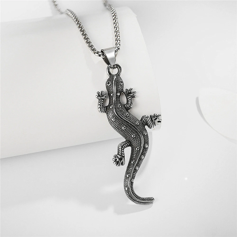 Цепочка с подвеской в виде ящерицы из нержавеющей стали |