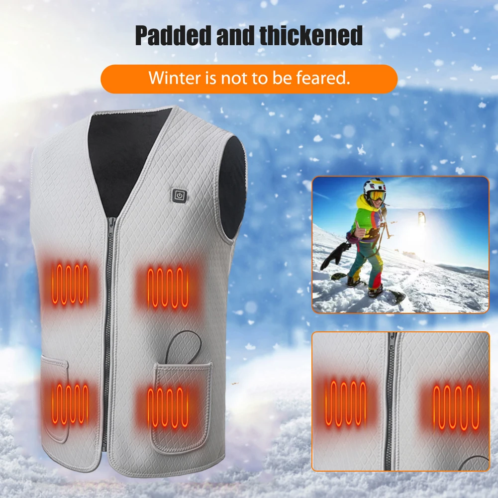 

Intelligent Heated Vest 3-Speed Temp Control Winter Heated Vest Mobile Power Not Included for Outdoor Hunting Sports Hiking