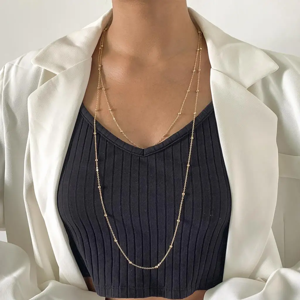 

New Exaggerated Metal Iron Beads Long Chain Choker Neck Necklace Jewelry Punk Women 2022 Hip Hop Clavicle Charm Necklace Hippie