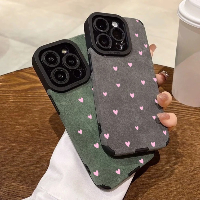 Фото Модный чехол для телефона с розовым сердечком для iPhone 15 16 17 14 13 12 11 Pro Max Air XR X XS 7 8 Plus SE 2022 Противоударный чехол №4