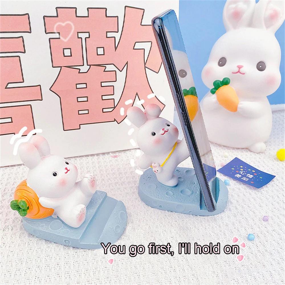 

Portable Mobile Phone Holder Cute Creative White Rabbit Phone Stand Within 12 Inches Lazy Person Holder Office Accessories Small