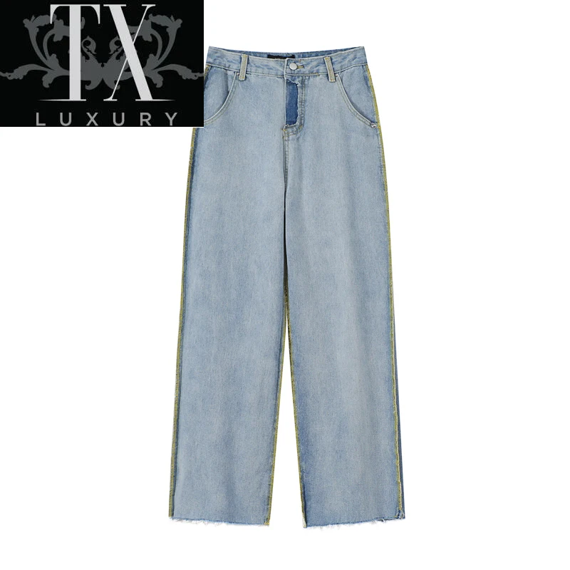 

Women Straight Tube High Waist Blue Denim Pants Streertwear Summer Vintage Fashion Harajuku Wide Leg Jeans Female